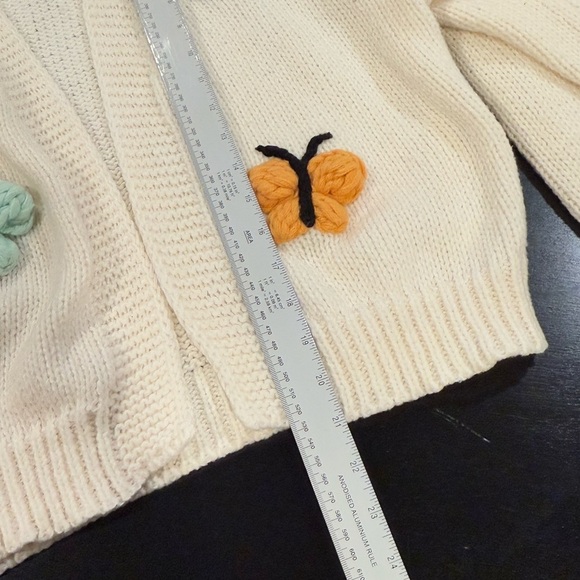 Luna Ivy Butterflies Open Cropped Cardigan Cream Pastel Womens size Small - Picture 12 of 12